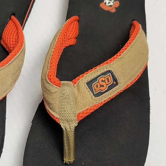Orange and Black Flip-Flop Sandals with Sturdy Sole and Vibrant Straps Men\'s L